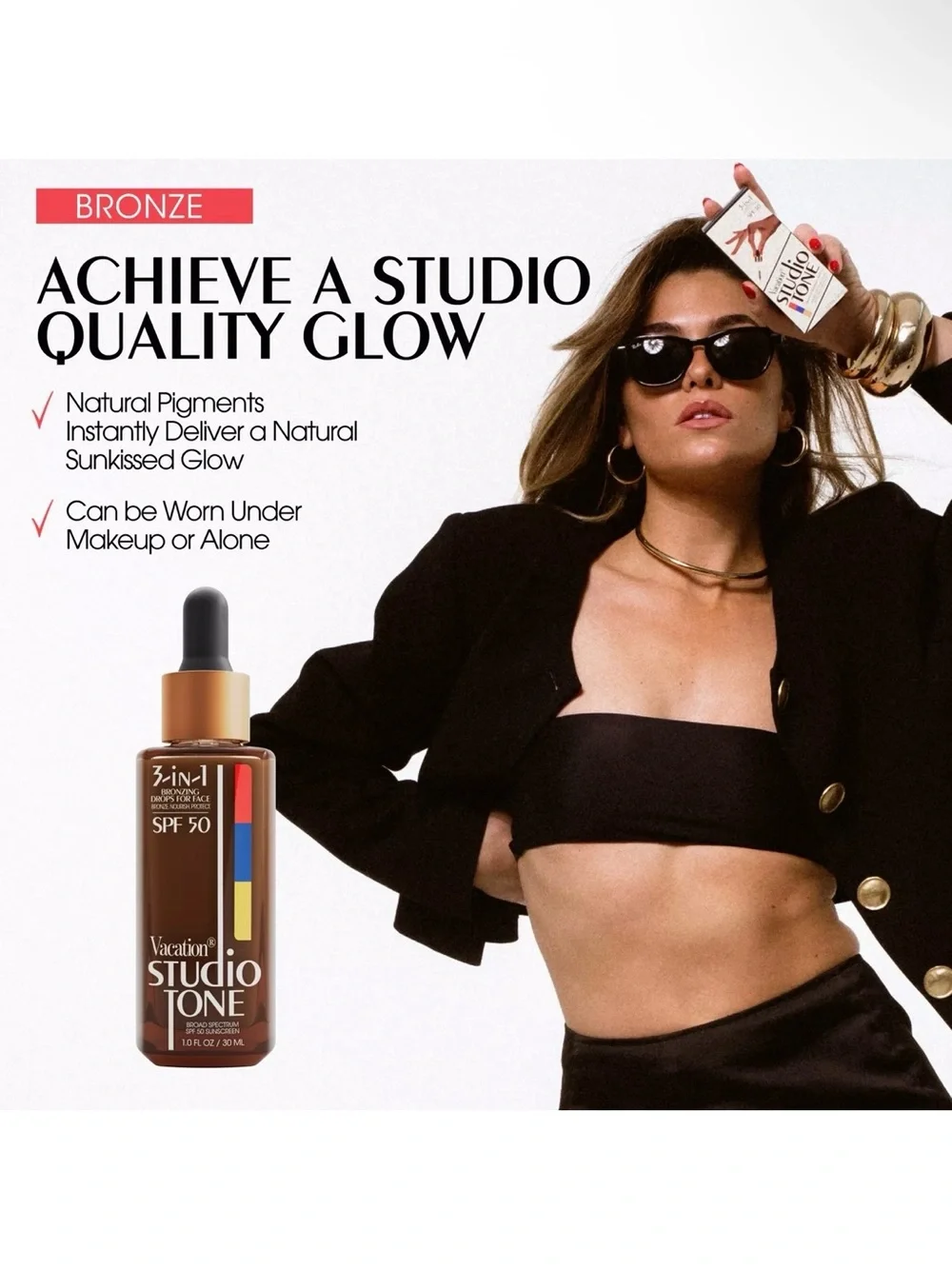 Vacation Studio Tone 3 In 1 Bronzing Drops For The Face SPF 50 1oz